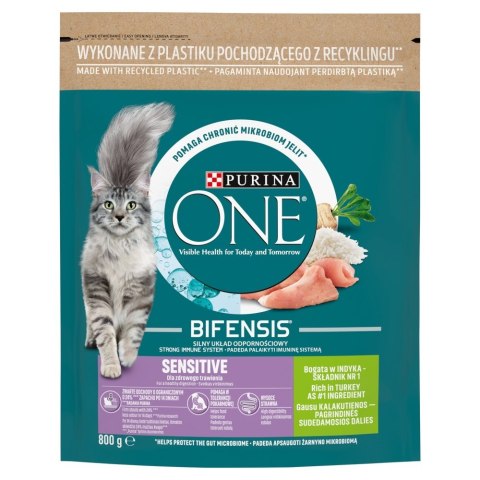 PURINA One Bifensis Adult Sensitive Bogata w Indyka i Ryż - sucha karma dla kota - 800 g PURINA One Bifensis Adult Sensitive Bogata w Indyka i Ryż - sucha karma dla kota - 800 g