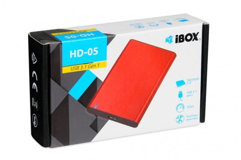 OBUDOWA I-BOX HD-05 ZEW 2,5" USB 3.1 GEN.1 RED OBUDOWA I-BOX HD-05 ZEW 2,5" USB 3.1 GEN.1 RED