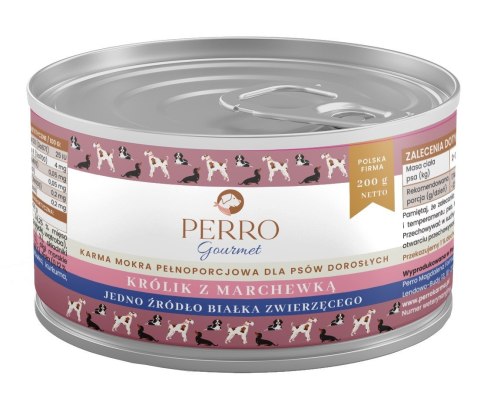 PERRO Gourmet Królik z marchewką -mokra karma dla psów dorosłych -200g PERRO Gourmet Królik z marchewką -mokra karma dla psów dorosłych -200g