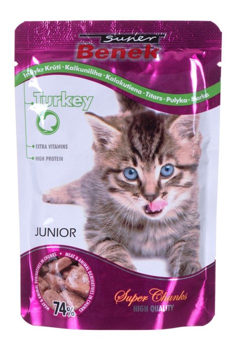 CERTECH Super Benek Junior saszetka dla kota z kawałkami indyka w sosie 100g CERTECH Super Benek Junior saszetka dla kota z kawałkami indyka w sosie 100g