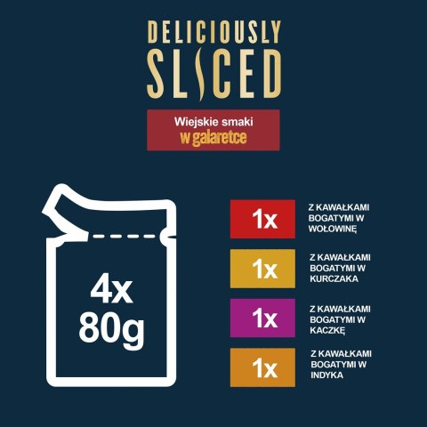 FELIX Deliciously Sliced Wiejskie Smaki - mokra karma dla kota - 4x 80 g FELIX Deliciously Sliced Wiejskie Smaki - mokra karma dla kota - 4x 80 g