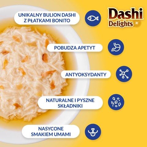 INABA DASHI DELIGHTS Kurczak z Płatkami Boni 70g bulion dla kota INABA DASHI DELIGHTS Kurczak z Płatkami Boni 70g bulion dla kota