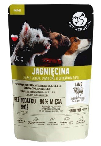 PET REPUBLIC Mini Drobno siekana jagnięcina - mokra karma dla psa - 100 g PET REPUBLIC Mini Drobno siekana jagnięcina - mokra karma dla psa - 100 g