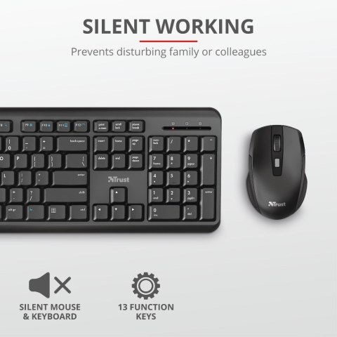 Zestaw KLAWIATURA + MYSZ TRUST ODY Wireless Silent Zestaw KLAWIATURA + MYSZ TRUST ODY Wireless Silent