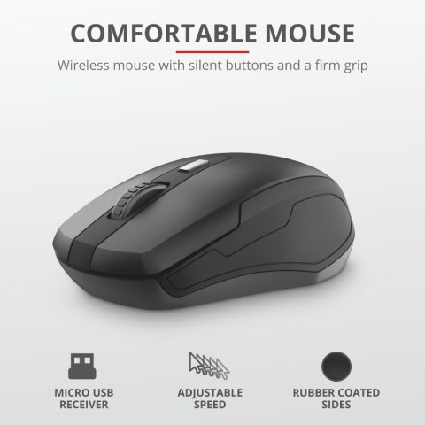 Zestaw KLAWIATURA + MYSZ TRUST ODY Wireless Silent Zestaw KLAWIATURA + MYSZ TRUST ODY Wireless Silent