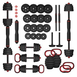 Zestaw ciężarów 6w1 HMS SGX130 (sztanga, sztangielki i kettlebell) w walizce 30kg