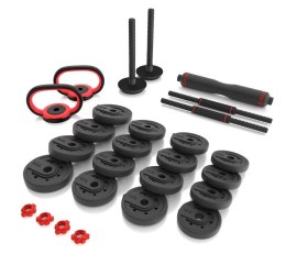 Zestaw ciężarów 6w1 HMS SGX130 (sztanga, sztangielki i kettlebell) w walizce 30kg