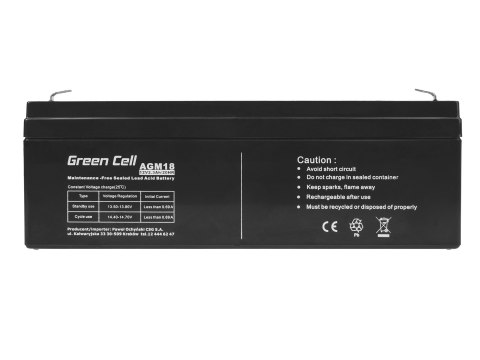 GREEN CELL AKUMULATOR ŻELOWY AGM18 12V 2,3AH GREEN CELL AKUMULATOR ŻELOWY AGM18 12V 2,3AH
