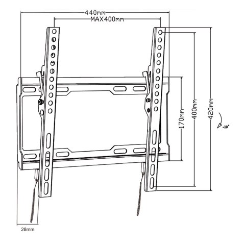 MACLEAN UCHWYT DO TV MAX VESA 400X400, 32-70", 45KG, REG. ODCHYLENIA +0°~-10°, MC-412 MACLEAN UCHWYT DO TV MAX VESA 400X400, 32-70", 45KG, REG. ODCHYLENIA +0°~-10°, MC-412