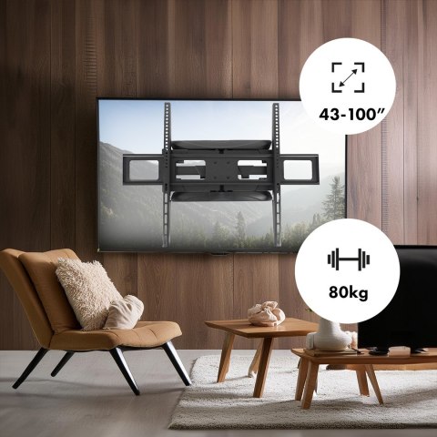 MACLEAN UCHWYT DO TV MAX VESA 800X600, 43-100", 80KG, REG.KĄTA W PIONIE I POZIOMIE, PROFIL 50-500MM, CZARNY MC-423 MACLEAN UCHWYT DO TV MAX VESA 800X600, 43-100", 80KG, REG.KĄTA W PIONIE I POZIOMIE, PROFIL 50-500MM, CZARNY MC-423
