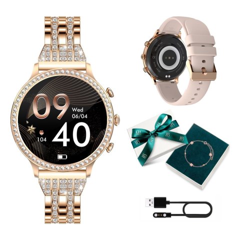Smartwatch damski Manta Diamond Lusso złoty + bransoletka YES Smartwatch damski Manta Diamond Lusso złoty + bransoletka YES