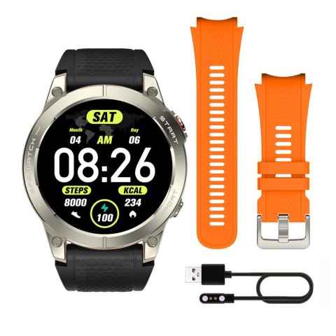 Smartwatch sportowy Manta Activ X GPS srebrny + pomarańczowy pasek Smartwatch sportowy Manta Activ X GPS srebrny + pomarańczowy pasek