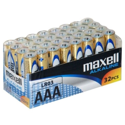 MAXELL Bateria alkaliczna ALKALINE LR03 AAA FOLIA karton zestaw 32 sztuki (8 zgrzewek po 4 sztuki) MAXELL Bateria alkaliczna ALKALINE LR03 AAA FOLIA karton zestaw 32 sztuki (8 zgrzewek po 4 sztuki)