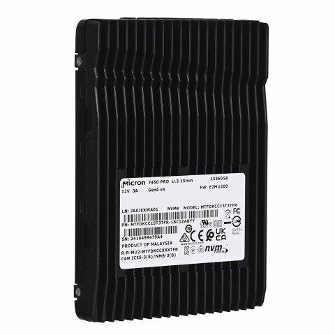 Dysk SSD Micron 7450 PRO 15.36TB U.3 (15mm) NVMe Gen4 MTFDKCC15T3TFR-1BC1ZABYYR (DWPD 1) Tray Dysk SSD Micron 7450 PRO 15.36TB U.3 (15mm) NVMe Gen4 MTFDKCC15T3TFR-1BC1ZABYYR (DWPD 1) Tray