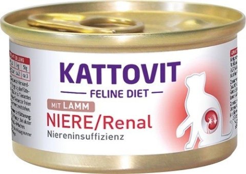 KATTOVIT NIERE/RENAL Feline Jagnięcina puszka 85g dla kota KATTOVIT NIERE/RENAL Feline Jagnięcina puszka 85g dla kota