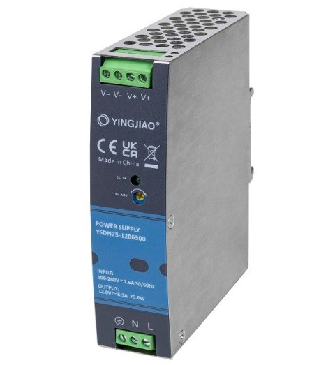 Zasilacz Yingjiao DIN YSDN75 12V 6,3A 75W Zasilacz Yingjiao DIN YSDN75 12V 6,3A 75W