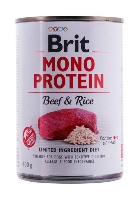 BRIT Mono Protein Beef&Rice - mokra karma z wołowiną i ryżem dla psów dorosłych - 400 g BRIT Mono Protein Beef&Rice - mokra karma z wołowiną i ryżem dla psów dorosłych - 400 g