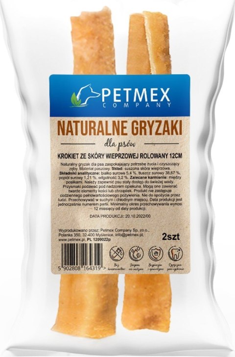 PETMEX Krokiet ze skóry wieprzowej rolowany 12cm - Przysmak dla psa - 2szt PETMEX Krokiet ze skóry wieprzowej rolowany 12cm - Przysmak dla psa - 2szt