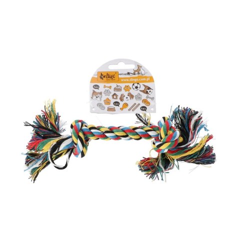 DINGO gryzak ze sznurka bawełnianego do czyszczenia zębów kolorowy, 2 węzły, waga 180 g. 32 cm DINGO gryzak ze sznurka bawełnianego do czyszczenia zębów kolorowy, 2 węzły, waga 180 g. 32 cm
