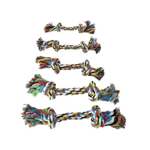 DINGO gryzak ze sznurka bawełnianego do czyszczenia zębów kolorowy, 2 węzły, waga 180 g. 32 cm DINGO gryzak ze sznurka bawełnianego do czyszczenia zębów kolorowy, 2 węzły, waga 180 g. 32 cm