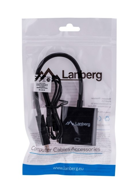Adapter Lanberg AD-0017-BK (HDMI M - D-Sub (VGA) F; 0,20m; kolor czarny) Adapter Lanberg AD-0017-BK (HDMI M - D-Sub (VGA) F; 0,20m; kolor czarny)