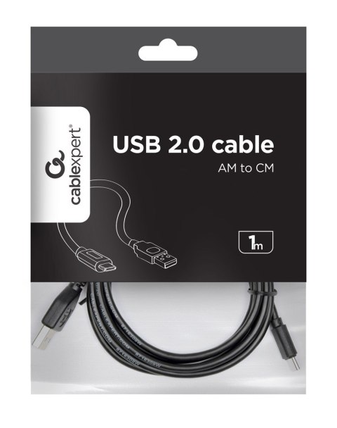 Kabel GEMBIRD CCP-USB2-AMCM-1M (USB 2.0 M - USB typu C M; 1m; kolor czarny) Kabel GEMBIRD CCP-USB2-AMCM-1M (USB 2.0 M - USB typu C M; 1m; kolor czarny)