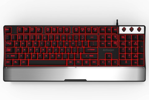 Klawiatura membranowa Activejet K-3242 (USB; (US); kolor czarno-srebrny)