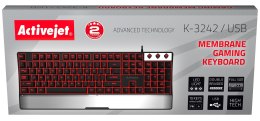 Klawiatura membranowa Activejet K-3242 (USB; (US); kolor czarno-srebrny)