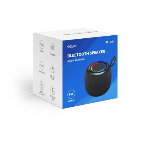 SAVIO GŁOŚNIK BEZPRZEWODOWY BLUETOOTH 5W CZARNY BS-041 SAVIO GŁOŚNIK BEZPRZEWODOWY BLUETOOTH 5W CZARNY BS-041