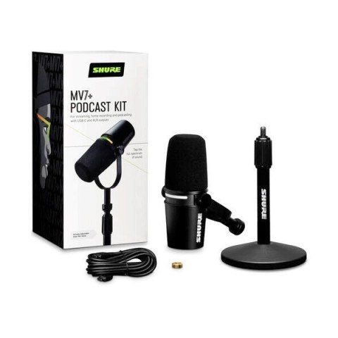 Shure MV7+-K-BNDL - Mikrofon lektorski/wokalny ze złączem XLR/USB-C Czarny + statyw biurkowy GATOR (WYPRZEDAŻ) Shure MV7+-K-BNDL - Mikrofon lektorski/wokalny ze złączem XLR/USB-C Czarny + statyw biurkowy GATOR (WYPRZEDAŻ)