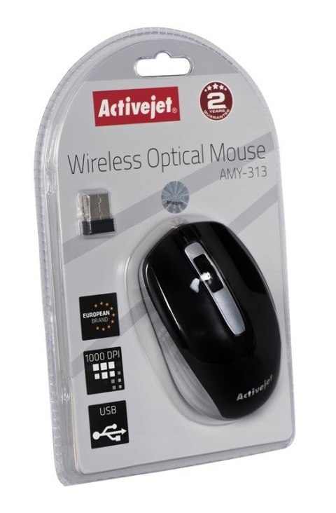 Activejet Mysz bezprzewodowa AMY-313 USB (optyczna; 1200 DPI; czarna) Activejet Mysz bezprzewodowa AMY-313 USB (optyczna; 1200 DPI; czarna)
