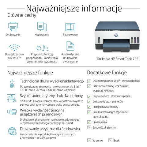 HP Urządz. Wielof. Smart Tank 725 All-in-One 28B51A HP Urządz. Wielof. Smart Tank 725 All-in-One 28B51A