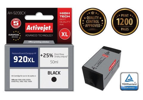 Activejet AH-920BCX Tusz (zamiennik HP 920XL CD975AE; Premium; 50 ml; czarny) Activejet AH-920BCX Tusz (zamiennik HP 920XL CD975AE; Premium; 50 ml; czarny)