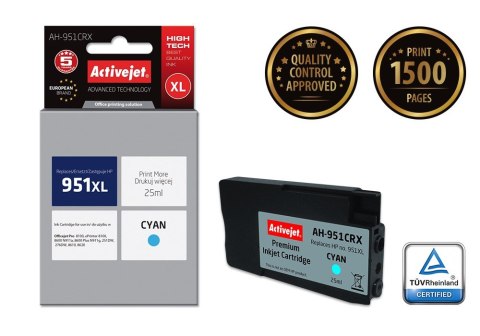 Activejet AH-951CRX Tusz (zamiennik HP 951XL CN046AE; Premium; 25 ml; niebieski) Activejet AH-951CRX Tusz (zamiennik HP 951XL CN046AE; Premium; 25 ml; niebieski)