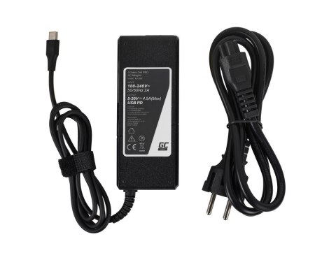 GREEN CELL ZASILACZ / ŁADOWARKA USB-C 90W 5V-9V-12V-15V/3A, 20V/4.5A POWER DELIVERY (AD139P) GREEN CELL ZASILACZ / ŁADOWARKA USB-C 90W 5V-9V-12V-15V/3A, 20V/4.5A POWER DELIVERY (AD139P)
