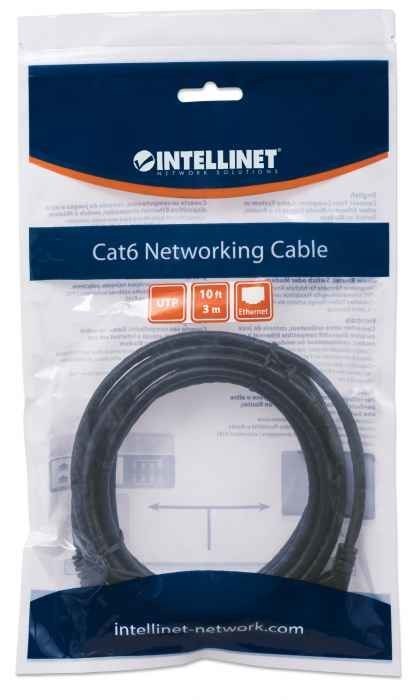 INTELLINET PATCH CORD CAT6 UTP 3,0M CZARNY 100% MI INTELLINET PATCH CORD CAT6 UTP 3,0M CZARNY 100% MI