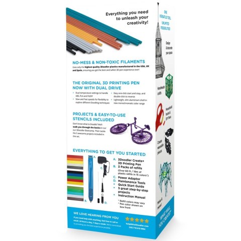 3DOODLER CREATE PLUS DŁUGOPIS DO DRUKU 3D 3 ZESTAWY FILAMENTÓW, 5 PROJEKTÓW, WTYCZKA EU, ONYX BLACK, 3DRPLUS (WYPRZEDAŻ) 3DOODLER CREATE PLUS DŁUGOPIS DO DRUKU 3D 3 ZESTAWY FILAMENTÓW, 5 PROJEKTÓW, WTYCZKA EU, ONYX BLACK, 3DRPLUS (WYPRZEDAŻ)