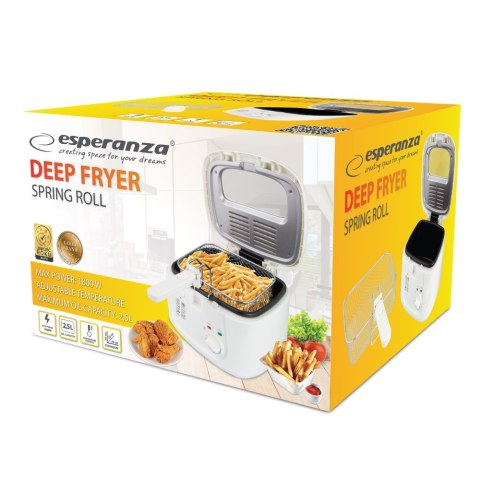 Frytownica Esperanza SPRING ROLL EKG012 (2,5 l; 1800W; kolor biały) (WYPRZEDAŻ) Frytownica Esperanza SPRING ROLL EKG012 (2,5 l; 1800W; kolor biały) (WYPRZEDAŻ)