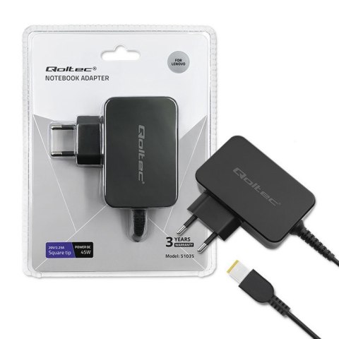 QOLTEC ZASILACZ DO LENOVO 45W | 20V | 2.25A | SLIM TIP+PIN QOLTEC ZASILACZ DO LENOVO 45W | 20V | 2.25A | SLIM TIP+PIN