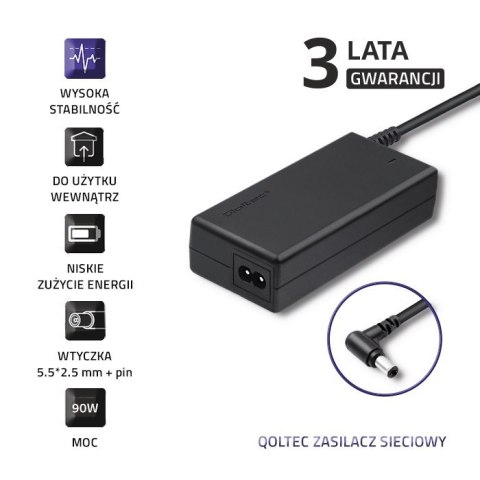 Zasilacz Qoltec 50090.90W do notebooka Toshiba (19 V; 4,74 A; 90W; 5.5 mm x 2.5 mm) Zasilacz Qoltec 50090.90W do notebooka Toshiba (19 V; 4,74 A; 90W; 5.5 mm x 2.5 mm)