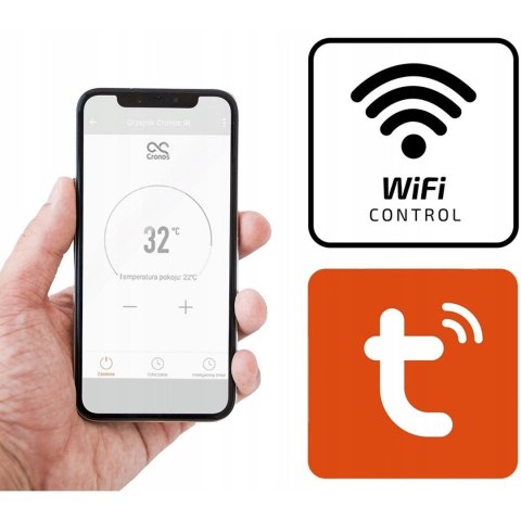 Promiennik podczerwieni Cronos Synthelith CRG-720TWP 720W szklany czarny z WiFi i pilotem Promiennik podczerwieni Cronos Synthelith CRG-720TWP 720W szklany czarny z WiFi i pilotem