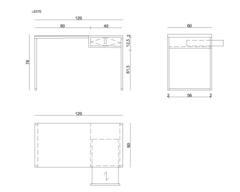 Biurko z szufladą 120x60 LESTE czarny/dąb Biurko z szufladą 120x60 LESTE czarny/dąb