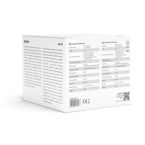 SAVIO WENTYLATOR BIURKOWY USB AD-01 WHITE SAVIO WENTYLATOR BIURKOWY USB AD-01 WHITE