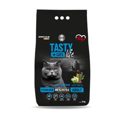 BIOFEED TASTY CATS LIFE STERILISED WITH SALMON 8KG BIOFEED TASTY CATS LIFE STERILISED WITH SALMON 8KG