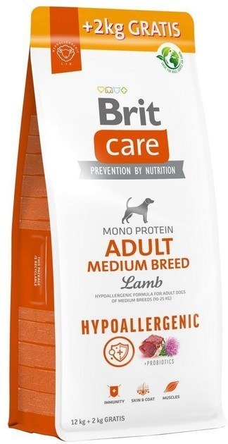 BRIT Care Hypoallergenic Adult Medium Breed Lamb - sucha karma dla psa - 12 kg + 2 kg BRIT Care Hypoallergenic Adult Medium Breed Lamb - sucha karma dla psa - 12 kg + 2 kg
