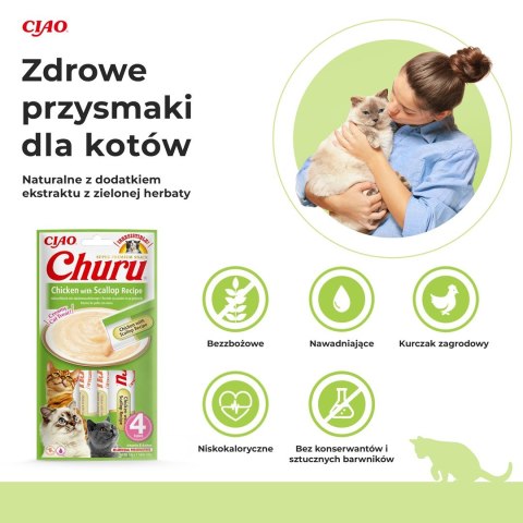 INABA Churu Kurczak z przegrzebkami - przysmak dla kota - 4x14 g INABA Churu Kurczak z przegrzebkami - przysmak dla kota - 4x14 g