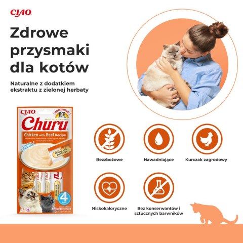 INABA Churu Kurczak z wołowiną - przysmak dla kota - 4x14 g INABA Churu Kurczak z wołowiną - przysmak dla kota - 4x14 g