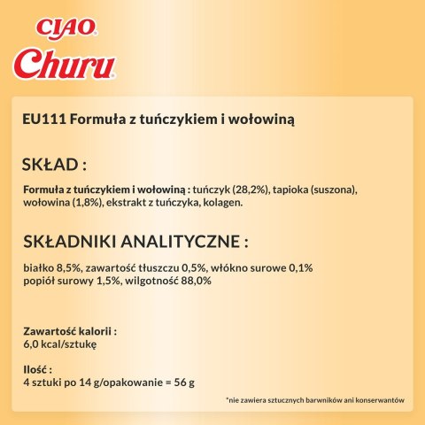 INABA Churu Kurczak z wołowiną - przysmak dla kota - 4x14 g INABA Churu Kurczak z wołowiną - przysmak dla kota - 4x14 g