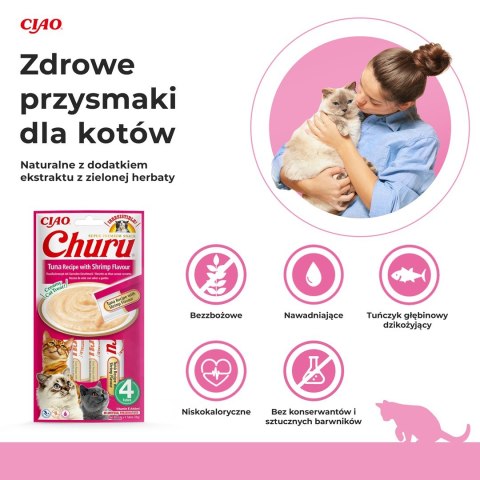 INABA Churu Tuńczyk z krewetkami - przysmak dla kota - 4x14 g INABA Churu Tuńczyk z krewetkami - przysmak dla kota - 4x14 g