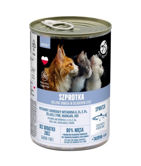 PETREPUBLIC Kawałki w sosie ze szprotką - Karma mokra dla kota - 400g PETREPUBLIC Kawałki w sosie ze szprotką - Karma mokra dla kota - 400g